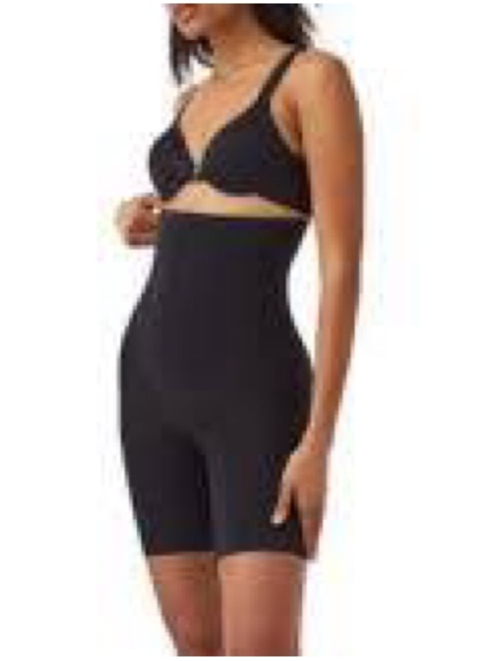 Spanx High-Waist Mid Thigh Seamless Black Shaping Shorts